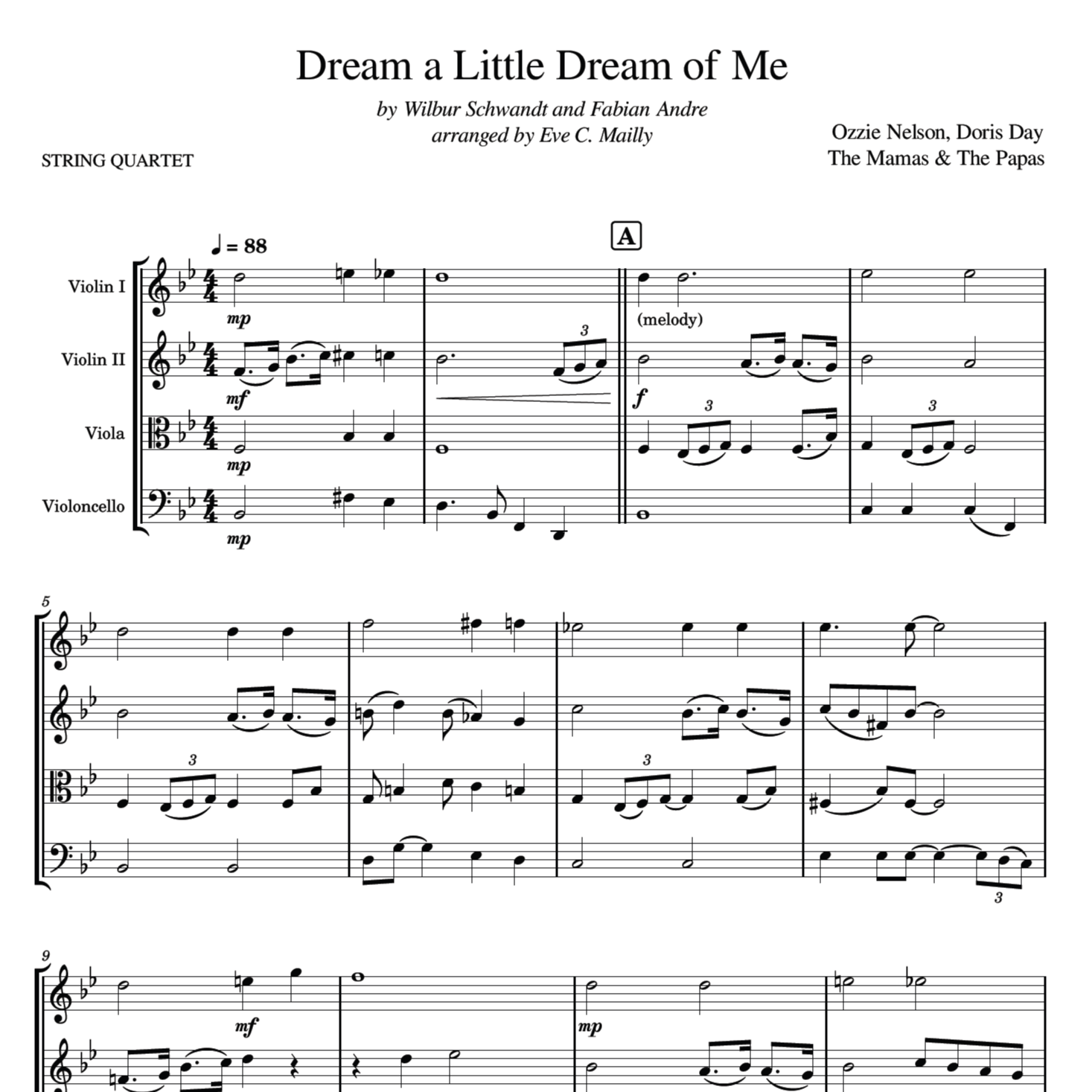 Couverture pour "Dream A Little Dream Of Me (arr. Eve C. Mailly - Zene Strings)" par The Mamas & The Papas