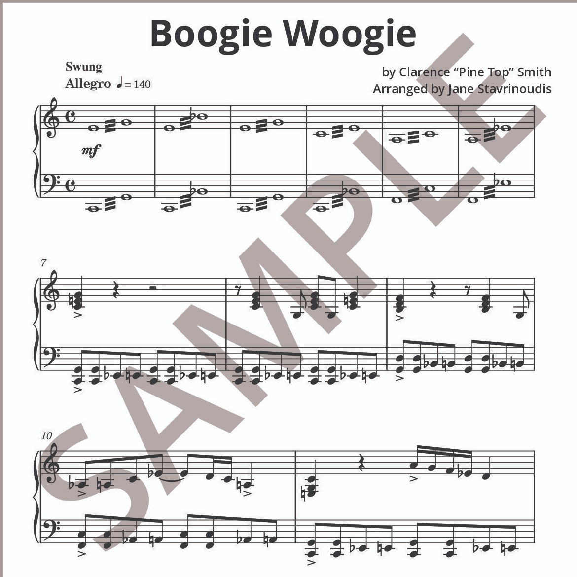 Abdeckung für "(the Original) Boogie Woogie (arr. Jane Stavrinoudis)" von Clarence "Pine Top" Smith