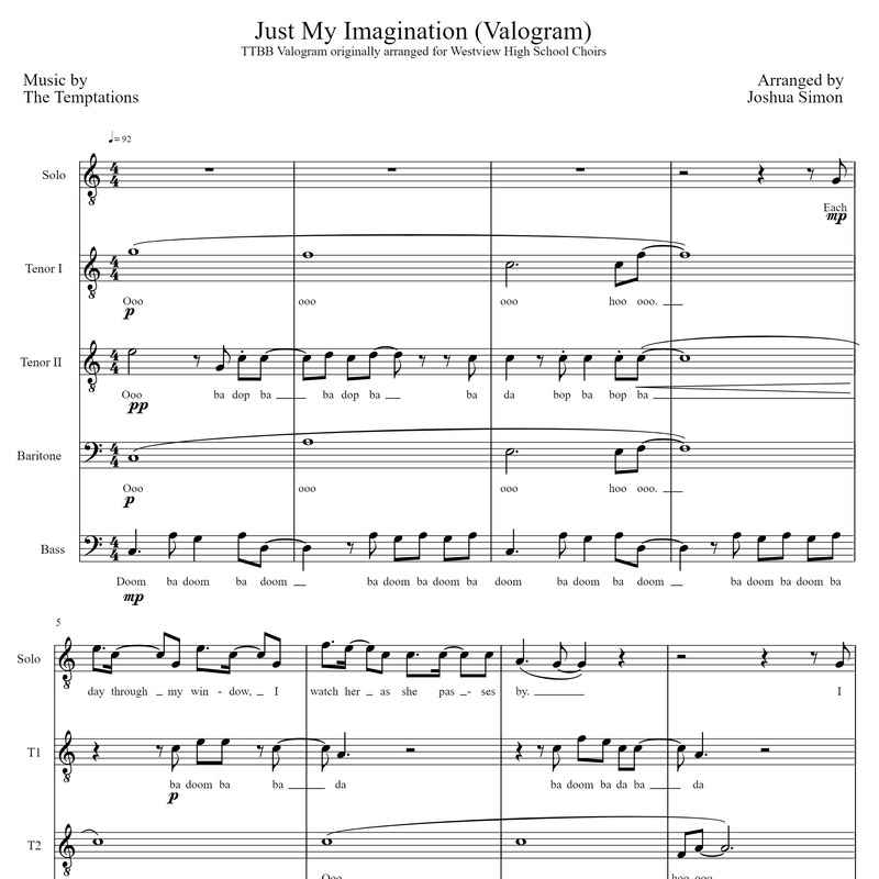 Carátula para "Just My Imagination (Running Away With Me) (arr. Lexie Simon)" por The Temptations