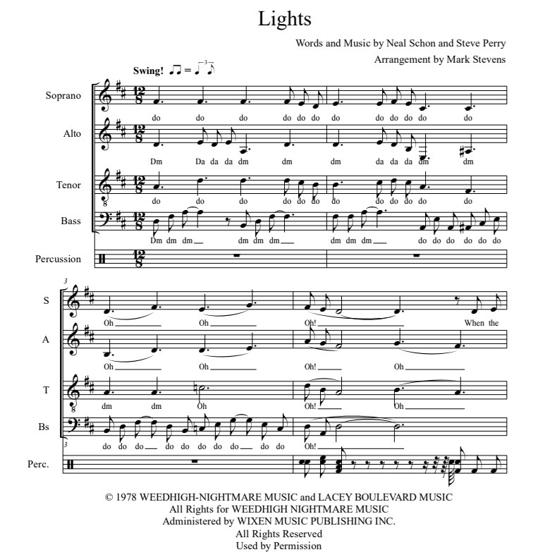 Cover Art for "Lights (arr. Mark Stevens)" by Journey