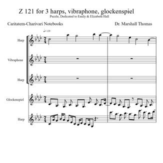 Couverture pour "Z 121 for 3 harps, vibraphone, glockenspiel" par Celebrity Chamber Players