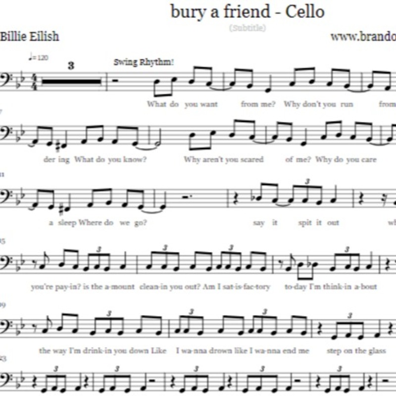Couverture pour "Bury A Friend - Cello" par BSR