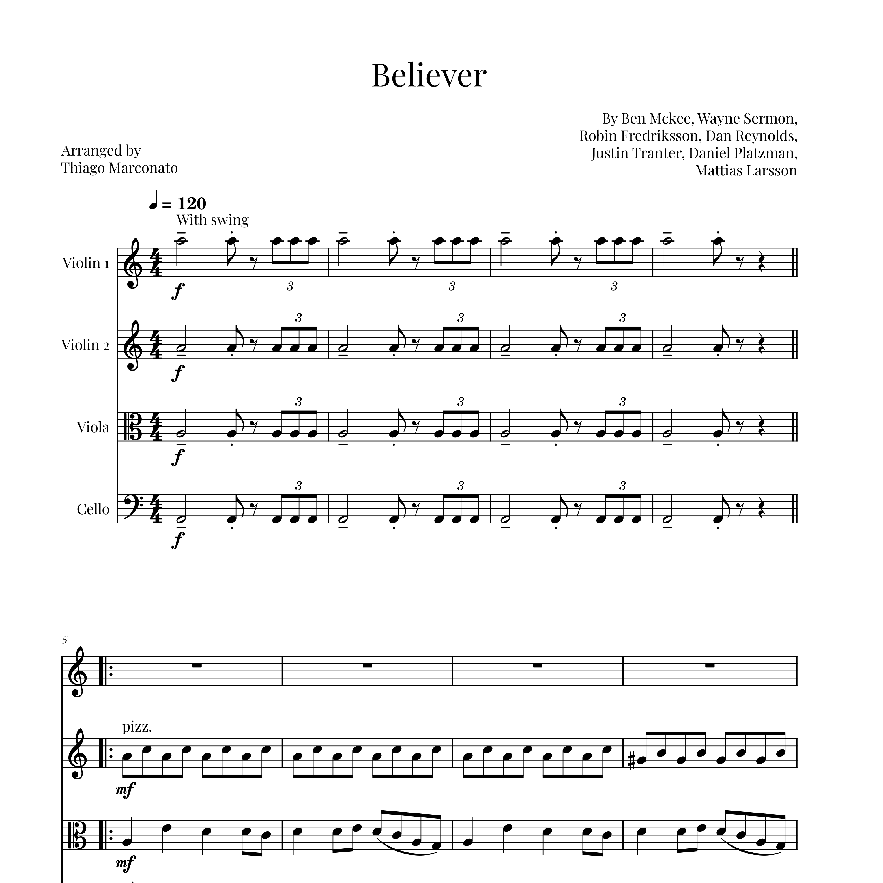 Carátula para "Believer (arr. Thiago Marconato)" por Imagine Dragons