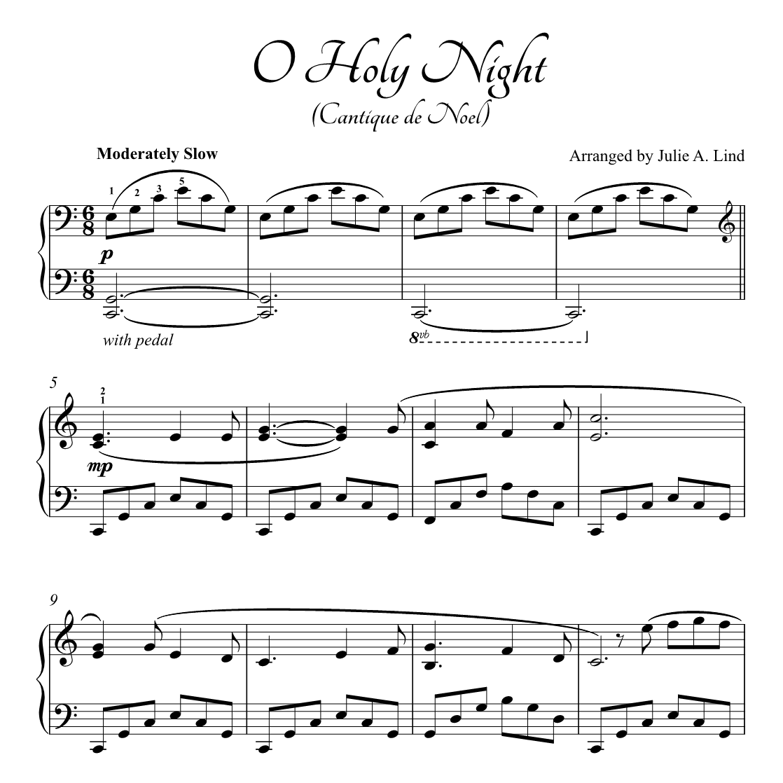 Cover Art for "O Holy Night - Cantique de Noel (arr. Julie A Lind)" by Julie A Lind