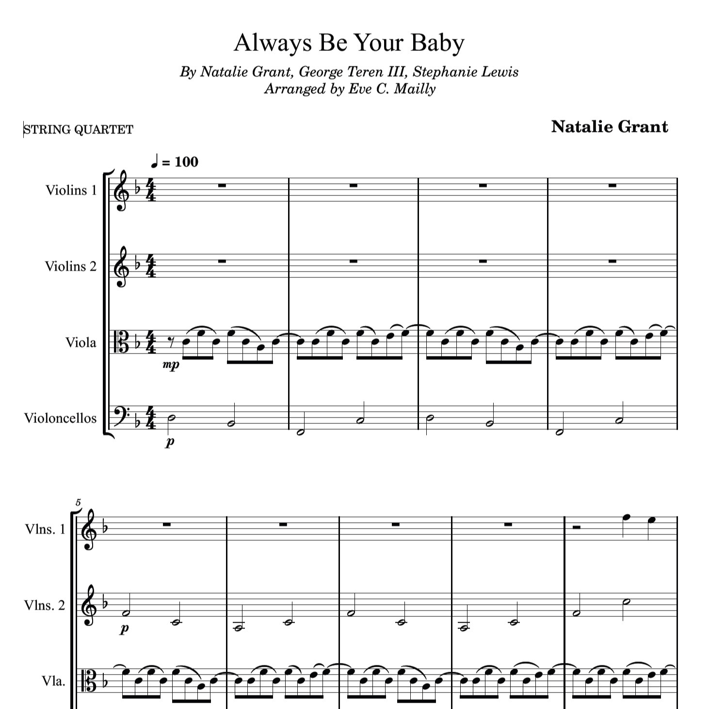 Cover Art for "Always Be Your Baby (arr. Eve C. Mailly - Zene Strings)" by Natalie Grant