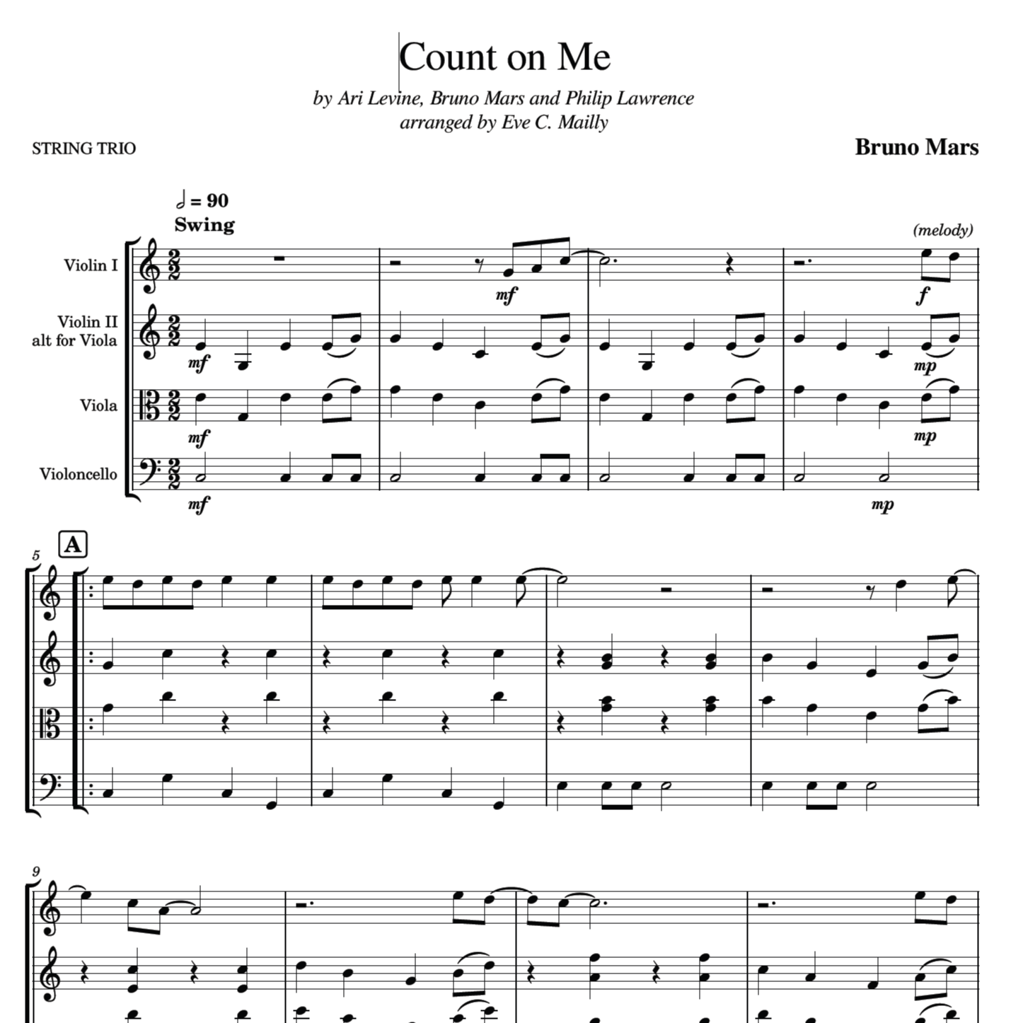 Abdeckung für "Count On Me (arr. Eve C. Mailly - Zene Strings)" von Bruno Mars