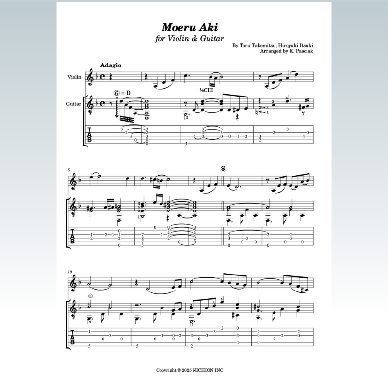 Cover Art for "Moeru Aki (arr. Kenneth Pasciak)" by Toru Takemitsu