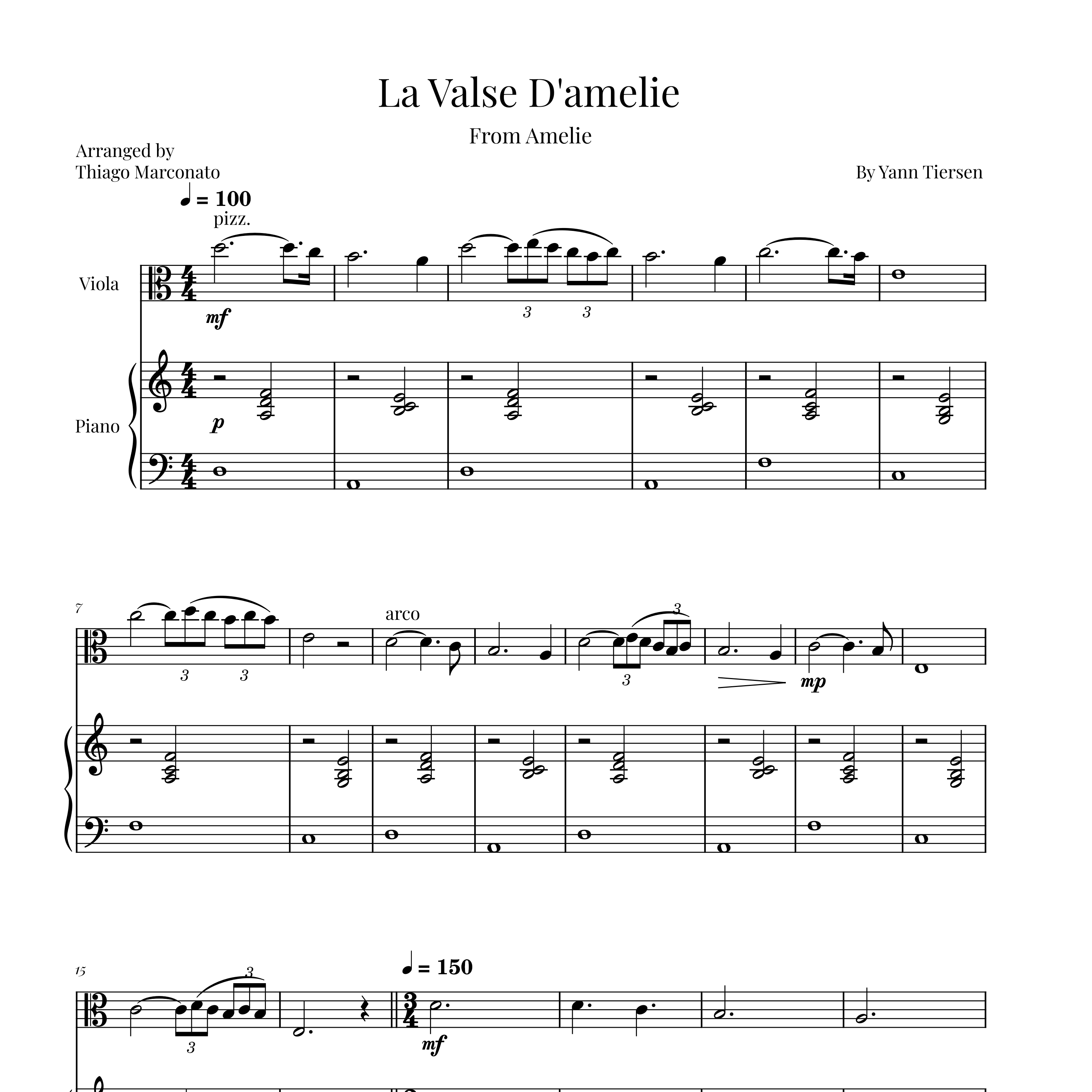Abdeckung für "La Valse D'amelie (arr. Thiago Marconato)" von Yann Tiersen