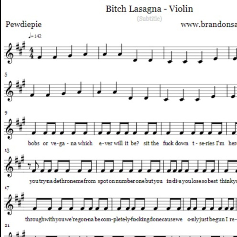 Couverture pour "Bitch Lasagna - Violin" par BSR