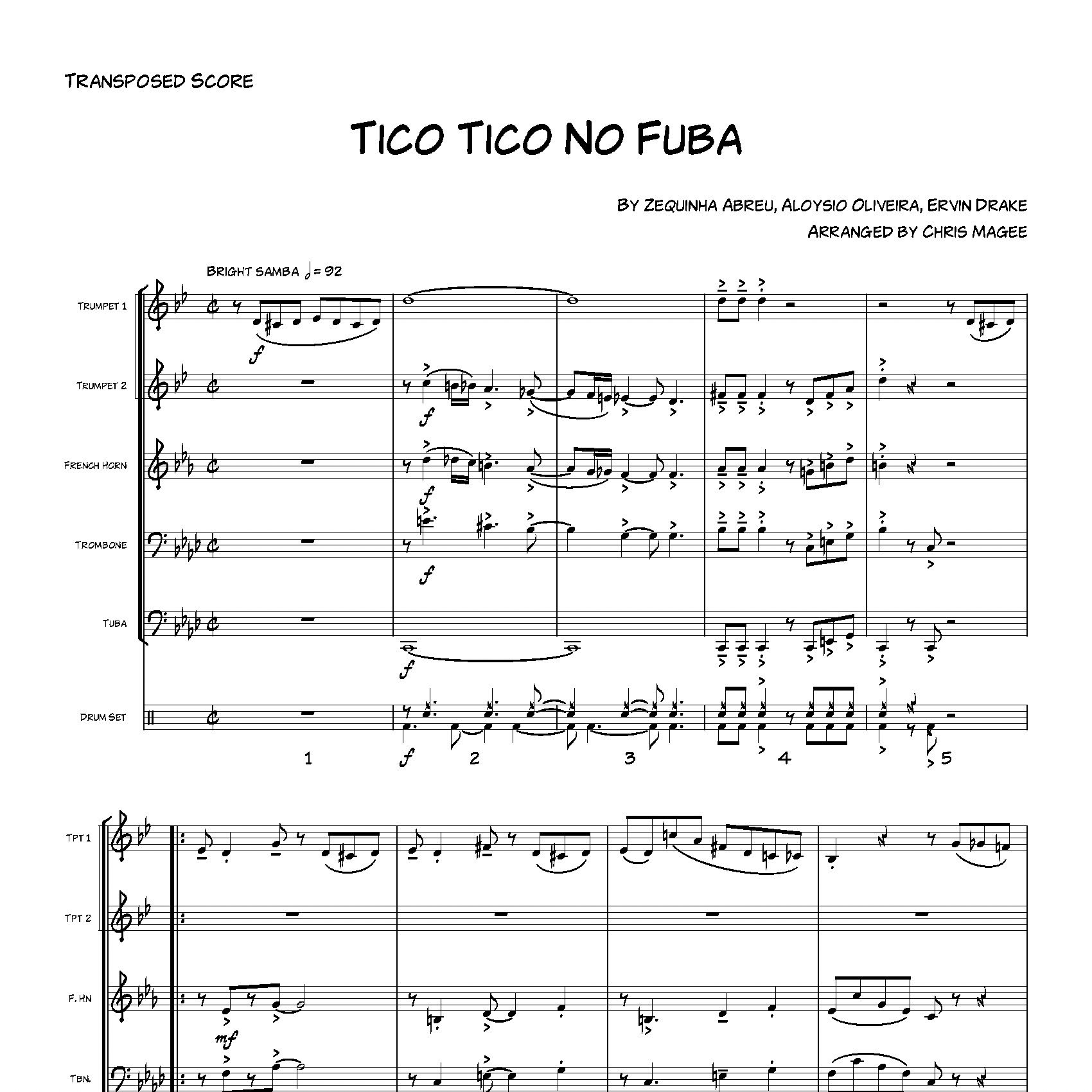 Cover Art for "Tico Tico (Tico Tico No Fuba) (arr. Chris Magee)" by Andrews Sisters