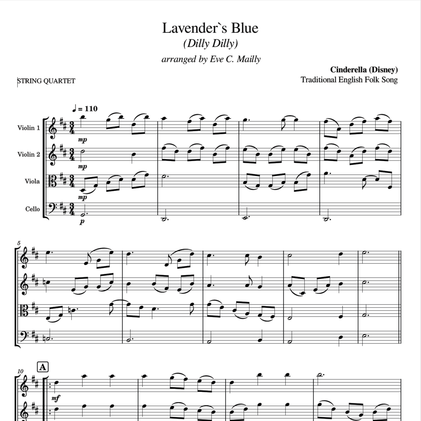 Couverture pour "Lavender's Blue (Dilly Dilly) (arr. Eve C. Mailly - Zene Strings)" par Eve C. Mailly