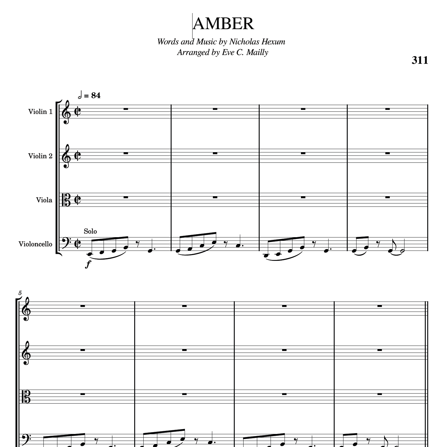 Cover Art for "Amber (arr. Eve C. Mailly - Zene Strings)" by 311