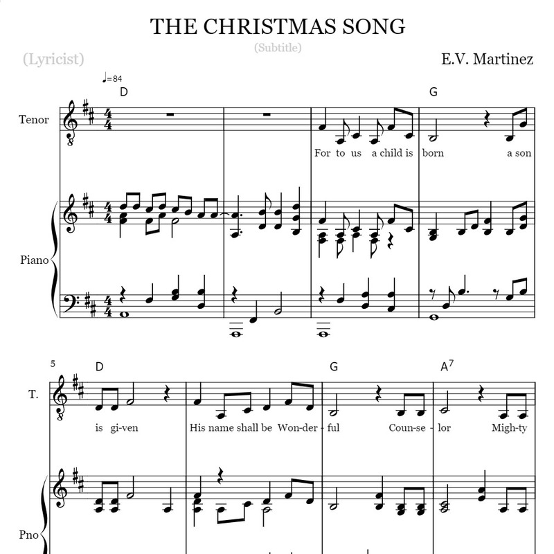 Cover Art for "A CHRISTMAS SONG" by E.V. Martinez