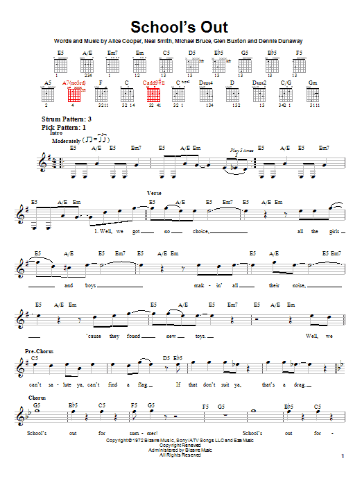 School s Out By Alice Cooper Easy Guitar Guitar Instructor School s Out By Alice Cooper Easy Guitar Guitar Instructor