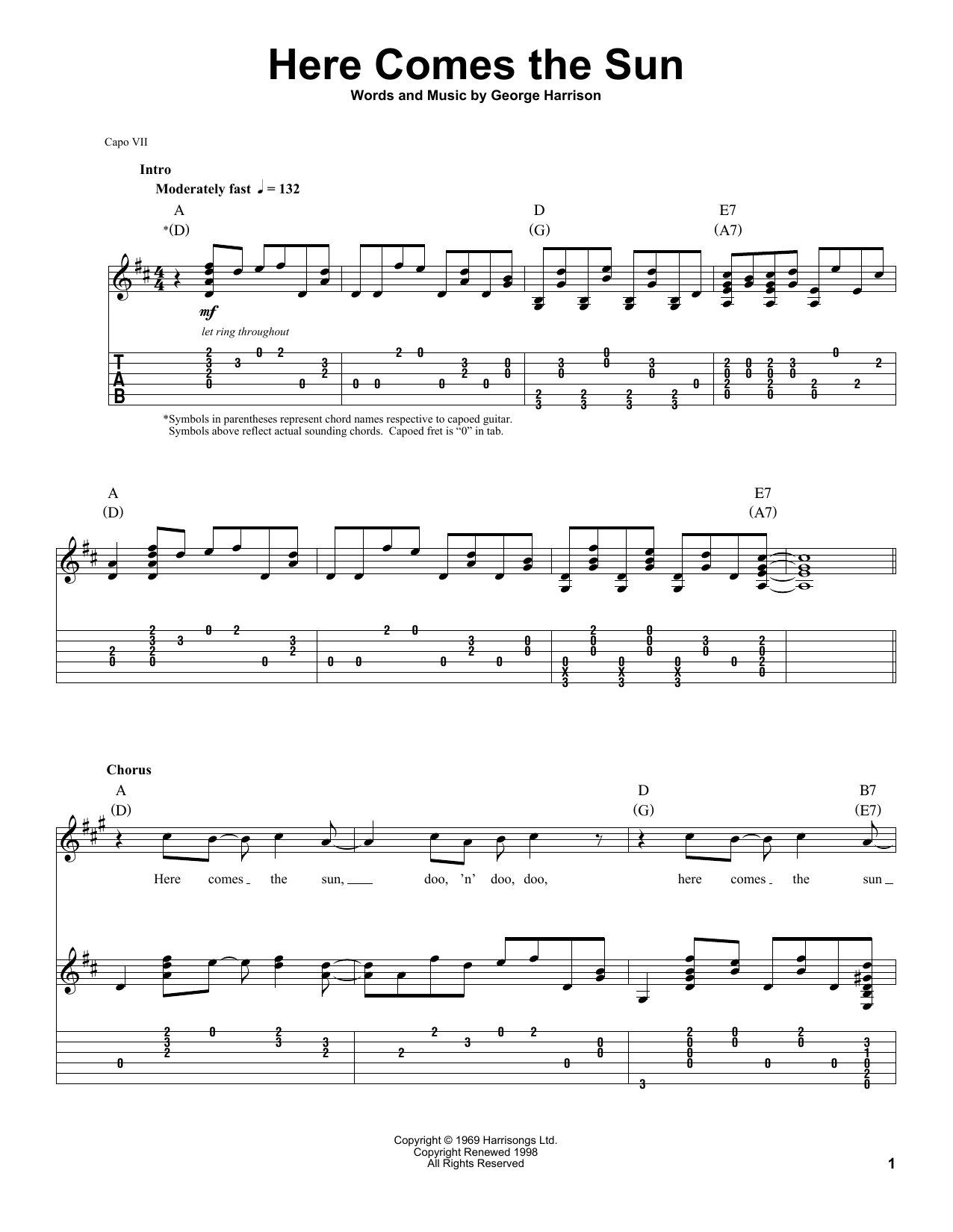 Here Comes The Sun By The Beatles Guitar Tab Play Along Guitar Here Comes The Sun By The Beatles Guitar Tab Play Along Guitar