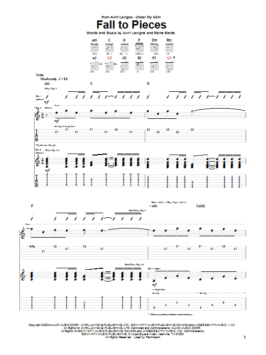 Fall To Pieces Guitar Chords