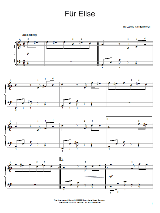 Fur Elise, Ludwig Van Beethoven, For Flute & Piano - Download PDF File