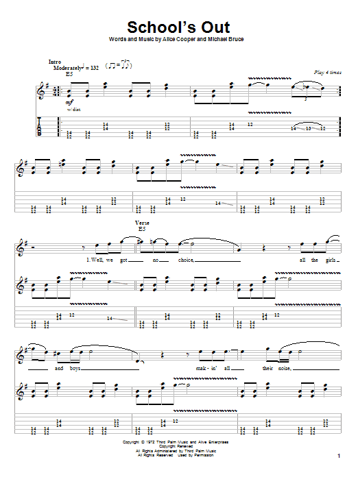 School s Out By Alice Cooper Guitar Tab Play Along Guitar Instructor School s Out By Alice Cooper Guitar Tab Play Along Guitar Instructor