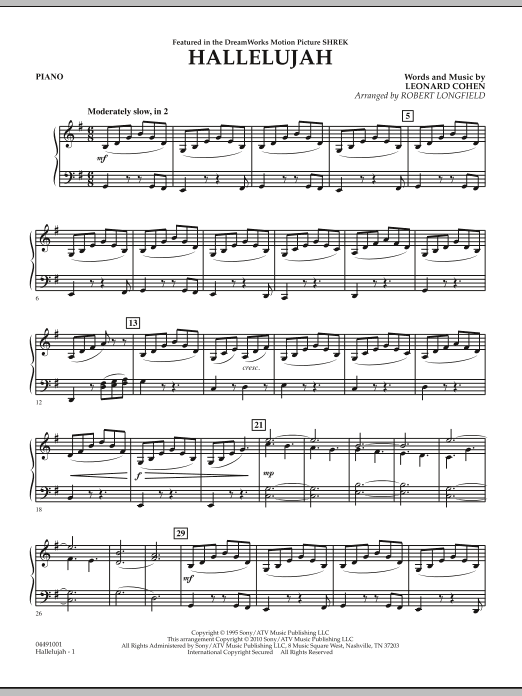 HALLELUJAH Leonard Cohen Tutorial Pianoforte Spartito PDF