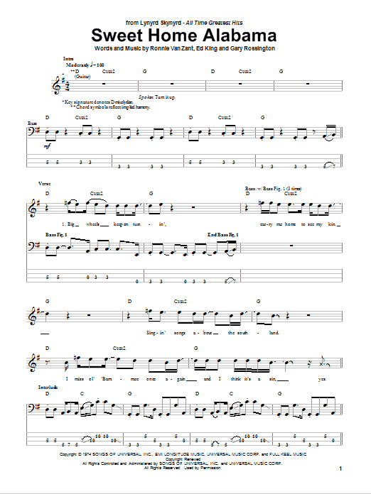Sweet Home Alabama Guitar Chords