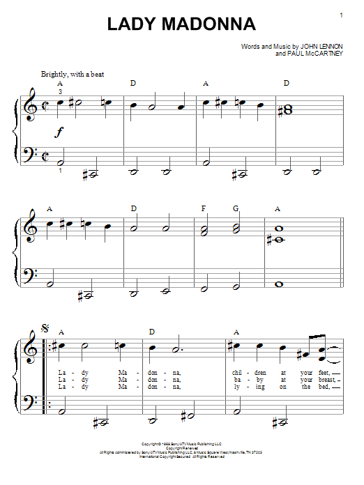 Lady Madonna Von The Beatles Noten Zum Klavier Gro e Noten Bei Sheet 