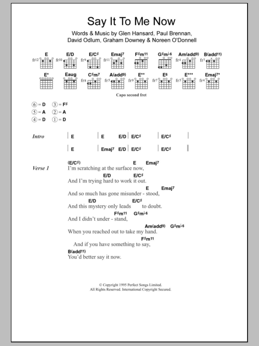 Say It To Me Now By Glen Hansard Guitar Chords Lyrics Guitar Instructor