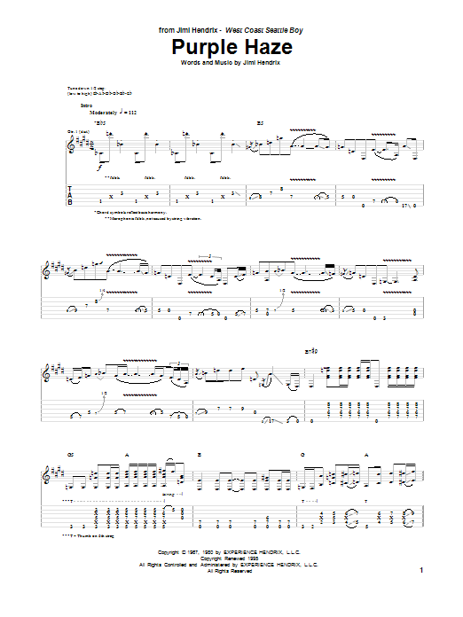 Purple Haze Digital Sheet Music