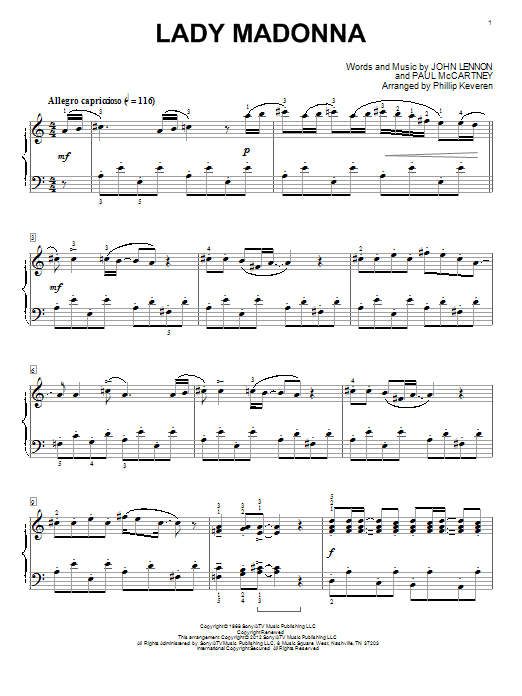 Lady Madonna Classical Version arr Phillip Keveren Von The Beatles 