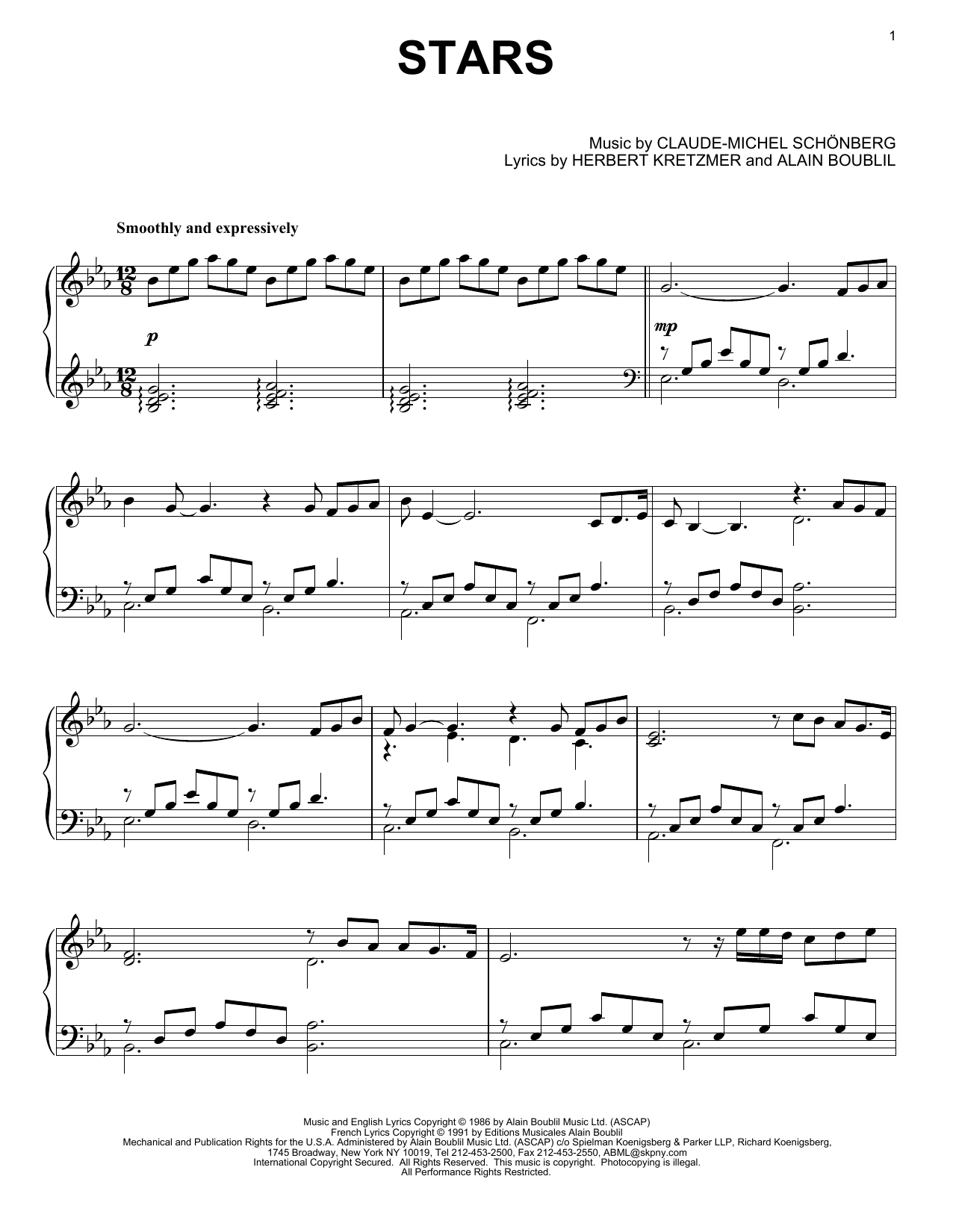 Prologue (Les Misérables) Sheet Music For Piano, Voice (other) (Solo