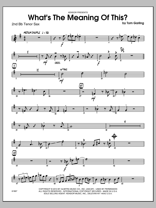 What's The Meaning Of This? Tenor Sax 2 Sheet Music Garling Jazz