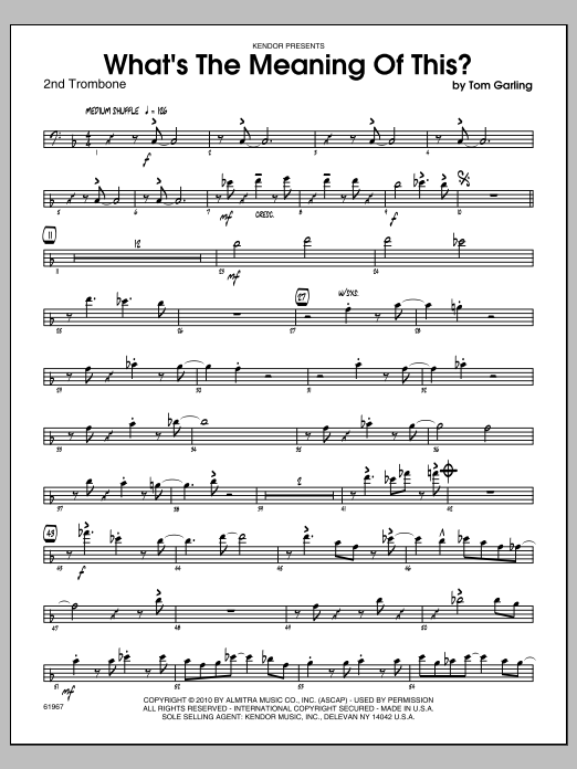 What's The Meaning Of This? Trombone 2 Sheet Music Garling Jazz