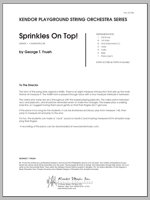 Sprinkles On Top! Sheet Music T. Frueh Orchestra