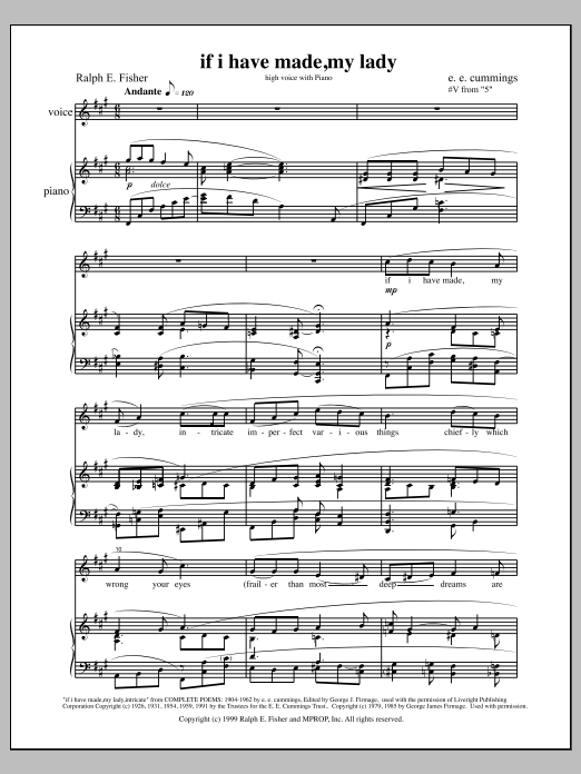 if i have made,my lady,: Piano Vocal