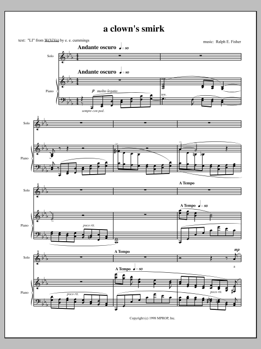 A Clown's Smirk: Piano Vocal