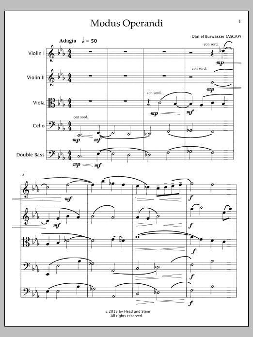 Modus Operandi: String Orchestra Conductor Score & Parts