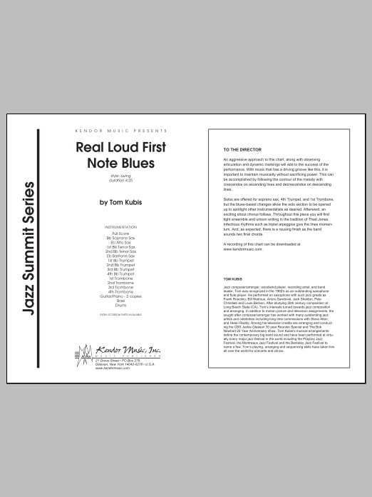 Real Loud First Note Blues Full Score Sheet Music Tom Kubis Jazz