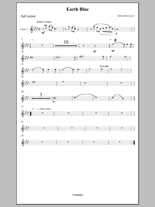 Earth Blue - Tenor Saxophone