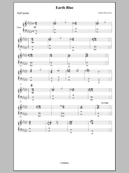 Earth Blue - Piano