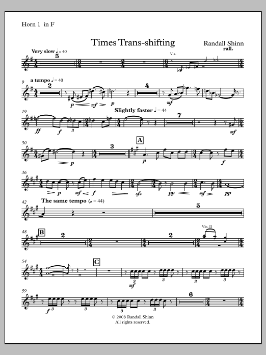 Times Trans-shifting for orchestra - F Horn
