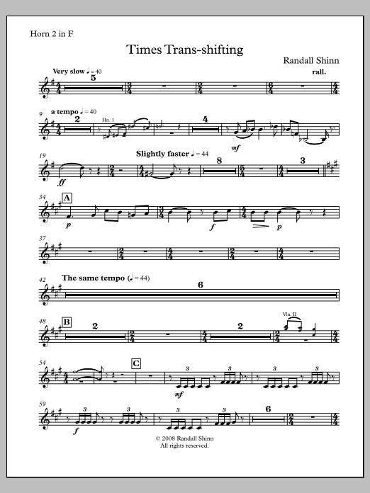 Times Trans-shifting for orchestra - F Horn