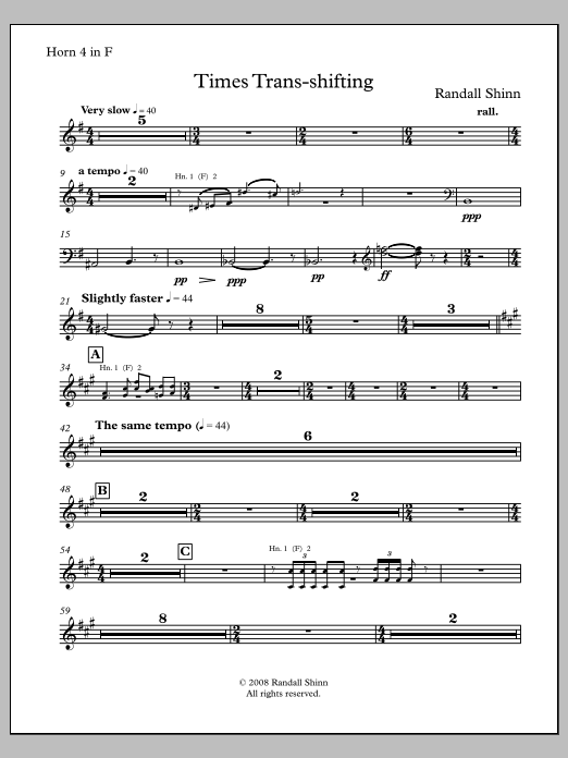 Times Trans-shifting for orchestra - F Horn