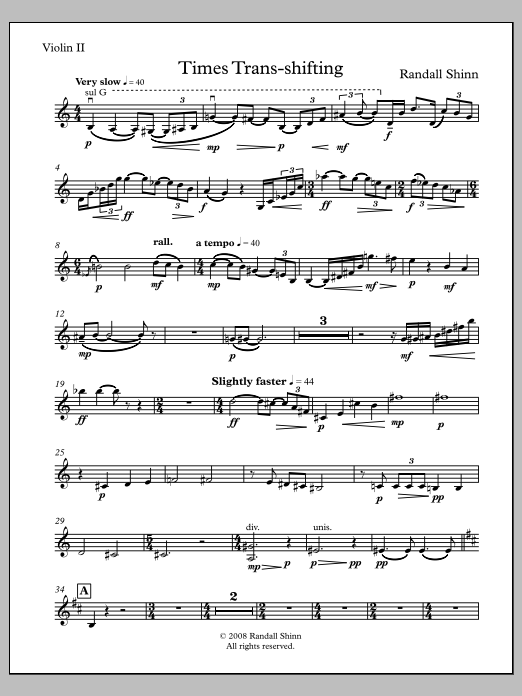 Times Trans-shifting for orchestra - Violin