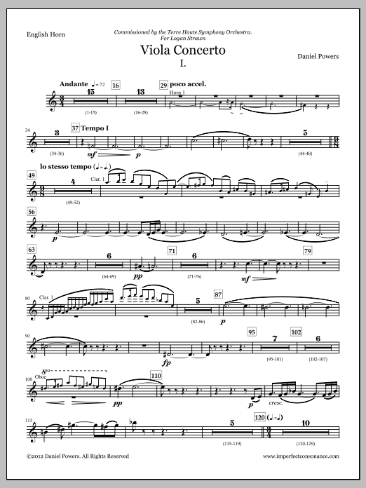 Viola Concerto (full score and orchestra parts) - English Horn