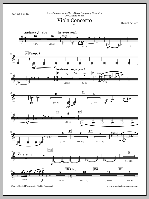 Viola Concerto (full score and orchestra parts) - Clarinet