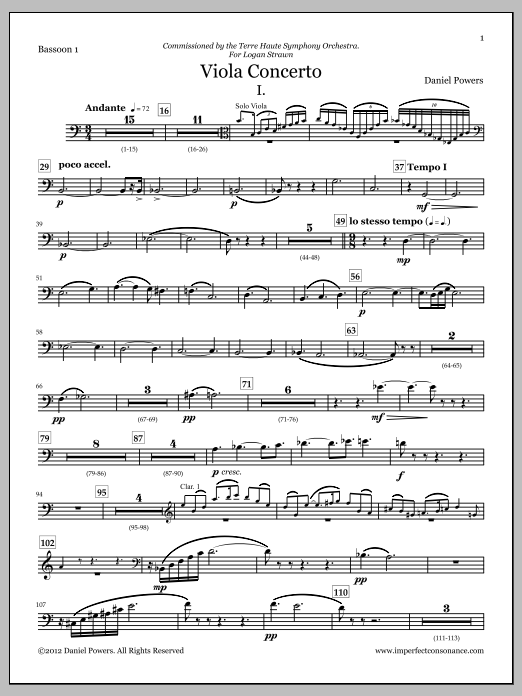 Viola Concerto (full score and orchestra parts) - Bassoon