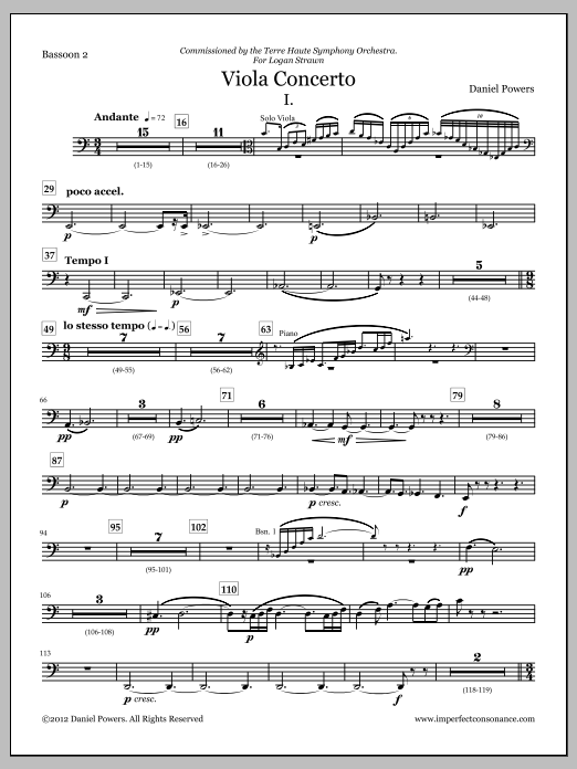 Viola Concerto (full score and orchestra parts) - Bassoon