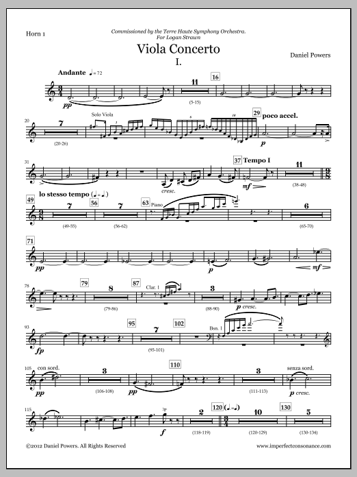 Viola Concerto (full score and orchestra parts) - F Horn