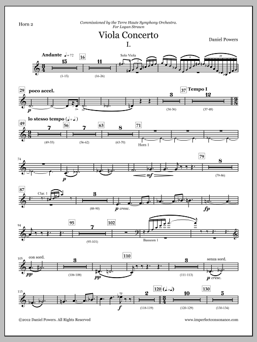 Viola Concerto (full score and orchestra parts) - F Horn
