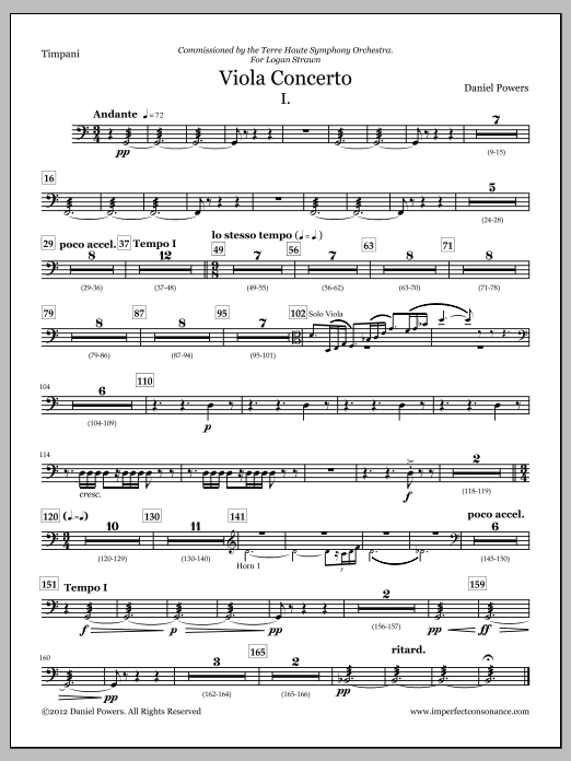 Viola Concerto (full score and orchestra parts) - Timpani