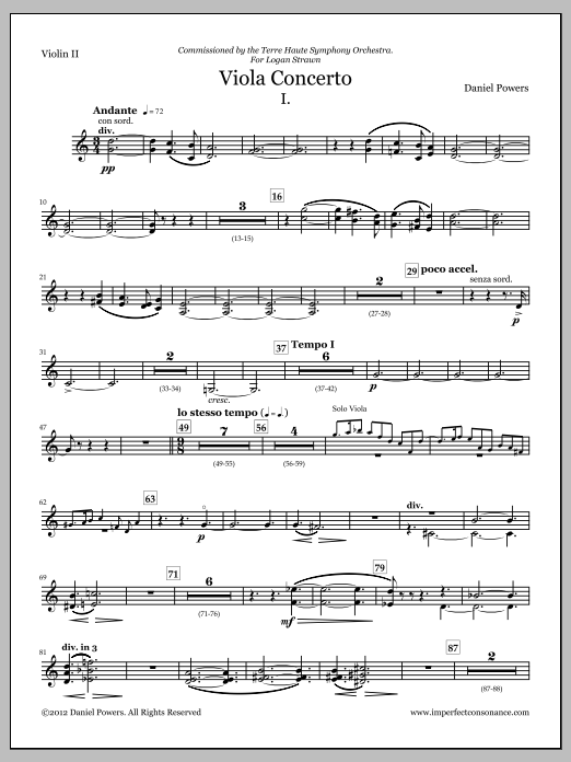 Viola Concerto (full score and orchestra parts) - Violin